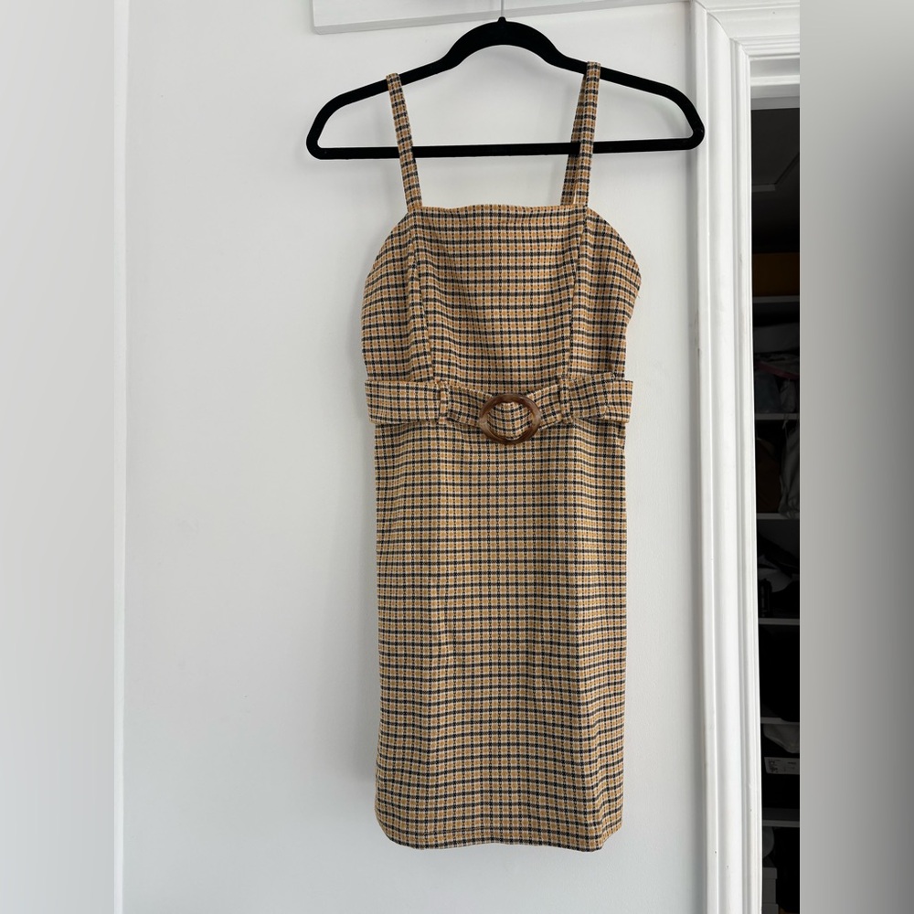 Primark Mustard and Black Checkered Mini Dress